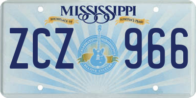 MS license plate ZCZ966