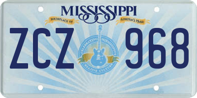 MS license plate ZCZ968