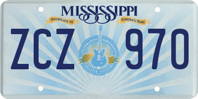 MS license plate ZCZ970