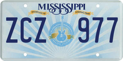 MS license plate ZCZ977