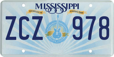 MS license plate ZCZ978