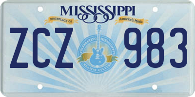 MS license plate ZCZ983