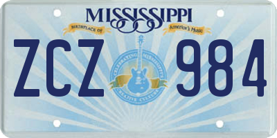 MS license plate ZCZ984