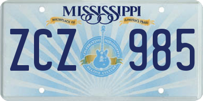 MS license plate ZCZ985