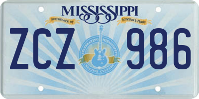 MS license plate ZCZ986