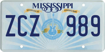 MS license plate ZCZ989