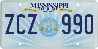 MS license plate ZCZ990