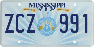 MS license plate ZCZ991