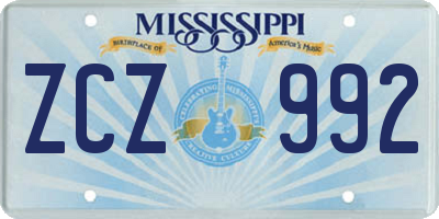 MS license plate ZCZ992