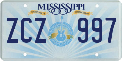 MS license plate ZCZ997
