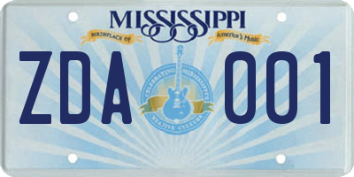MS license plate ZDA001
