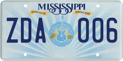 MS license plate ZDA006