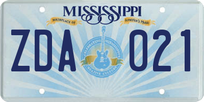 MS license plate ZDA021
