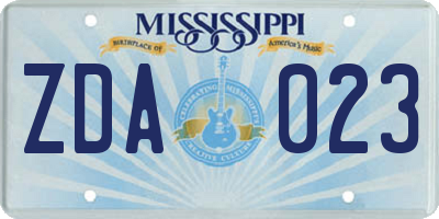 MS license plate ZDA023