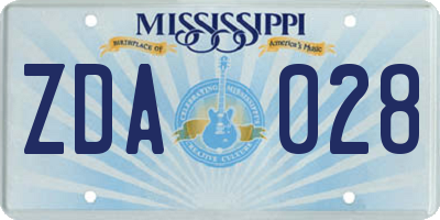 MS license plate ZDA028