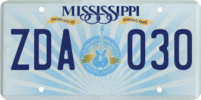 MS license plate ZDA030