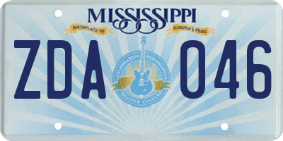 MS license plate ZDA046