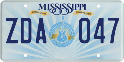 MS license plate ZDA047
