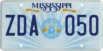 MS license plate ZDA050
