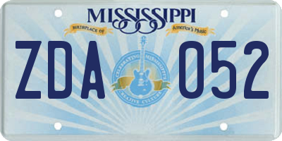 MS license plate ZDA052