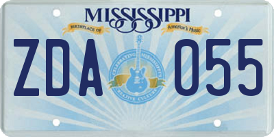 MS license plate ZDA055