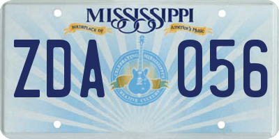 MS license plate ZDA056