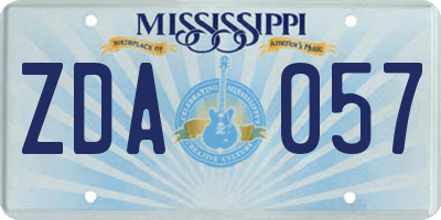 MS license plate ZDA057