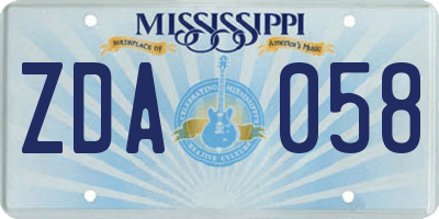 MS license plate ZDA058