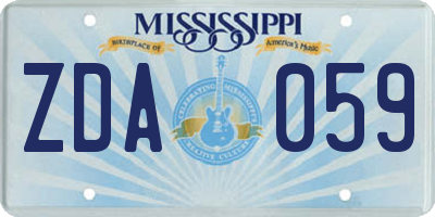 MS license plate ZDA059