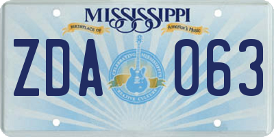 MS license plate ZDA063