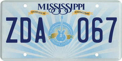 MS license plate ZDA067