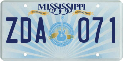 MS license plate ZDA071