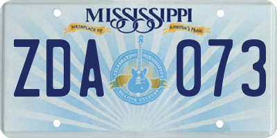 MS license plate ZDA073