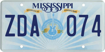 MS license plate ZDA074