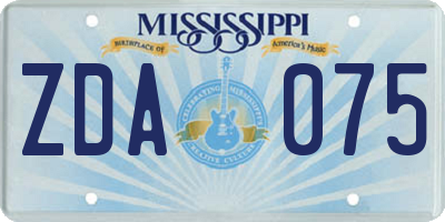 MS license plate ZDA075