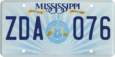 MS license plate ZDA076