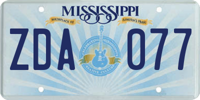 MS license plate ZDA077