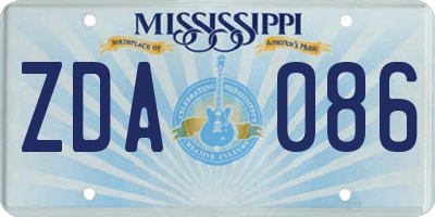 MS license plate ZDA086