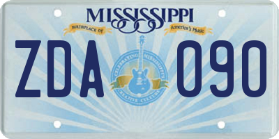 MS license plate ZDA090