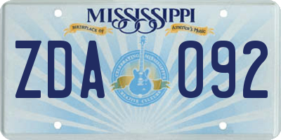 MS license plate ZDA092