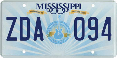 MS license plate ZDA094