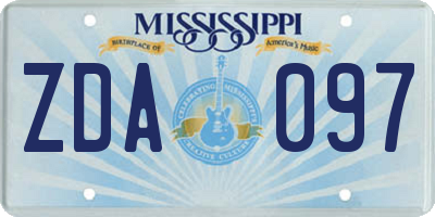 MS license plate ZDA097