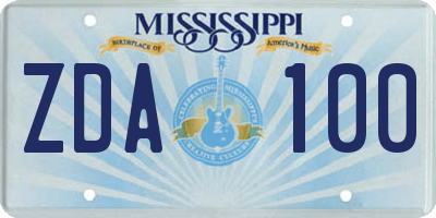 MS license plate ZDA100