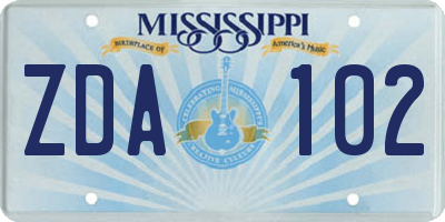 MS license plate ZDA102