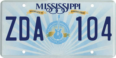 MS license plate ZDA104