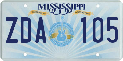 MS license plate ZDA105
