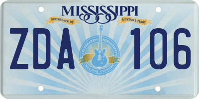 MS license plate ZDA106