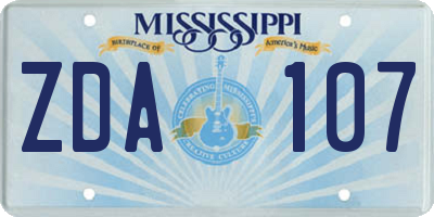 MS license plate ZDA107
