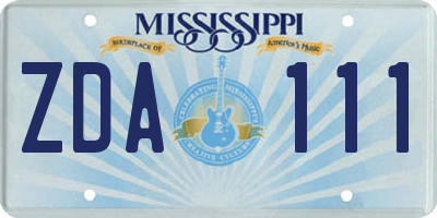 MS license plate ZDA111