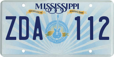 MS license plate ZDA112
